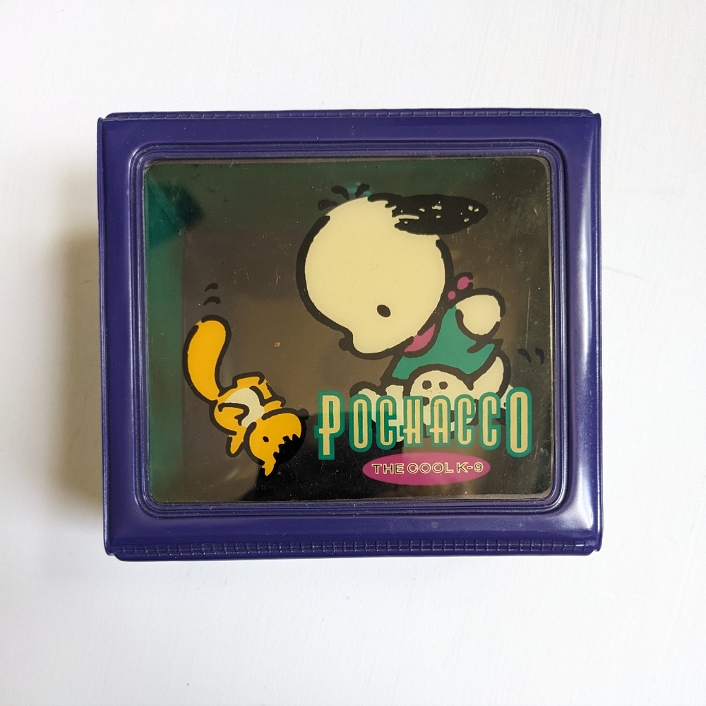 Vintage Pochacco Dog Puppy Sanrio Purple Plastic Vinyl Snap Trinket Box - Picture 10 of 15